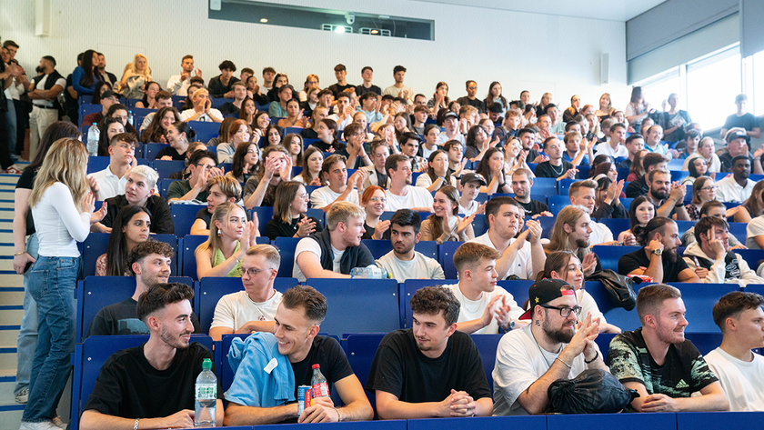 The new students were greeted in the main lecture hall and welcomed to HNU. (opens enlarged image)